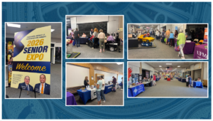 Five photos. One of a welcome sign that reads SENATOR WAYNE LANGERHOLC, JR. & REPRESENTATIVE MIKE ARMANINI’S 2026 SENIOR EXPO Welcome Join us for Fraud BINGO after the expo. It is a fun, interactive way to learn how to keep your money and identity safe. By playing a familiar game of BINGO, you’ll learn how to spot local scams and gain simple tips to protect yourself from financial fraud. Representative Mike Armanini 75th District Senator Wayne Langerholc, Jr. 35th District, one of people passing two tables, one of attendees making their way through the hallway of exhibitors, one of two attendees speaking to an exhibitor, and one of a hallway of exhibitors and attendees