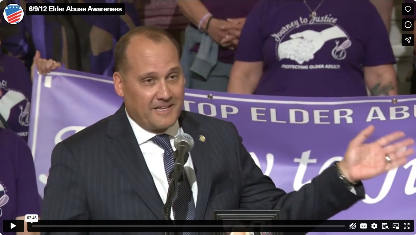 Screen shot of Sen. Langerholc's Elder abuse awareness vimeo video.